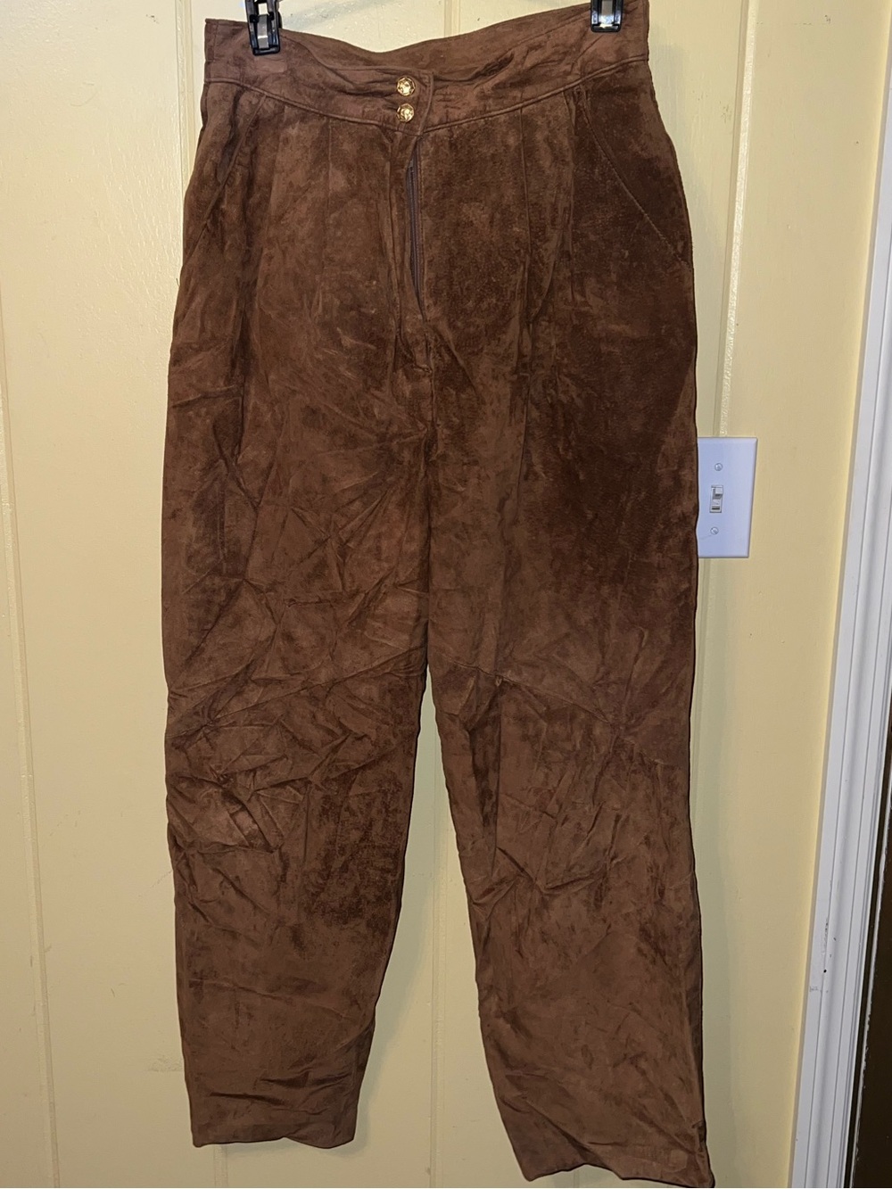 Vintage 80’s Trousers Danier Leather Suede High Waisted Brown Tan Pants Size 12